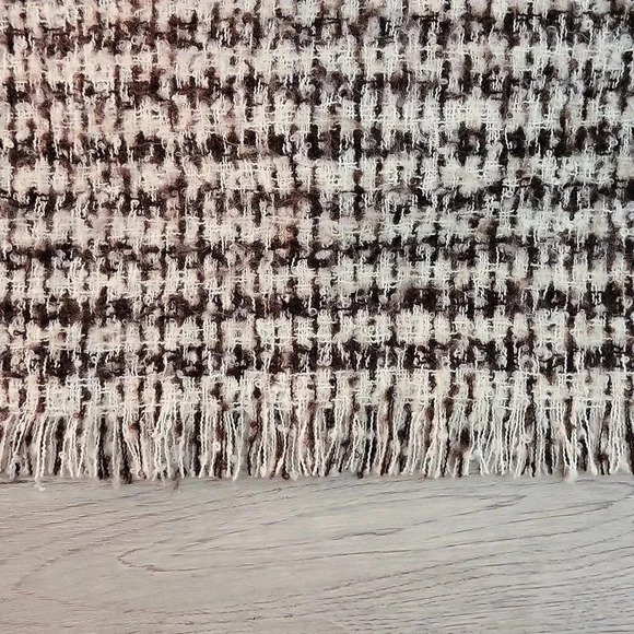 🛍Vince Camuto‎ Tan Brown 3/4 Sleeve Hooded Relaxed Shawl Fringe Sweater Womens - Picture 6 of 6